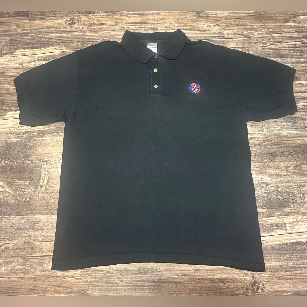 Grateful Dead Polo - Steal Your Face Polo Shirt - Men’s Large - Black - GUC